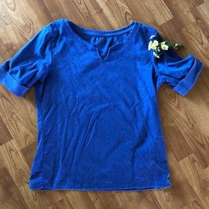 Ellen Tracy L purple ¾ sleeved notch boatneck top